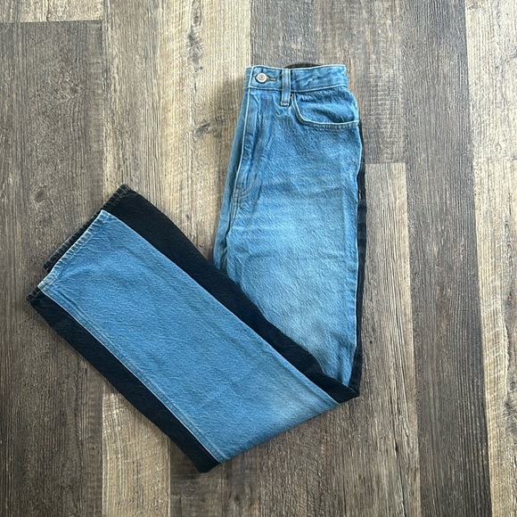 Pacsun Women's 26 Eco Black & Blue Two Tone High Waist Boyfriend Jeans - Picture 4 of 12